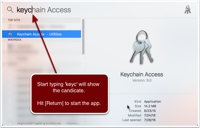 Start Keychain Access